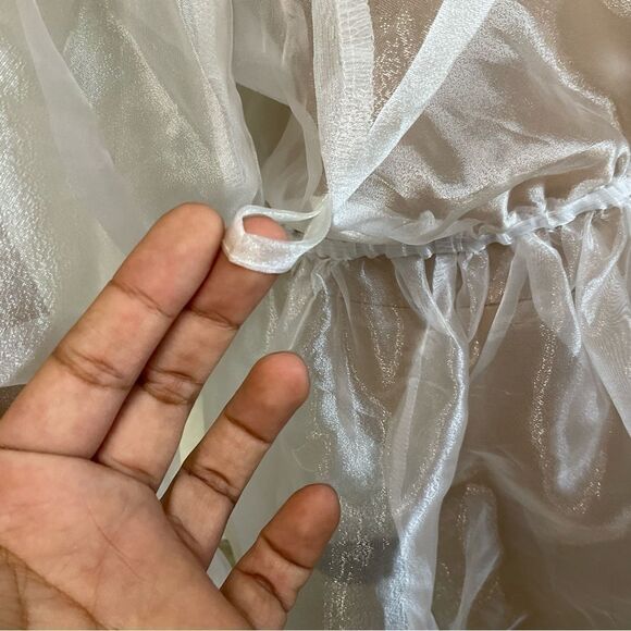 NEW Love J white organza sheer faux wrap peplum top blouse XL - Picture 7 of 13